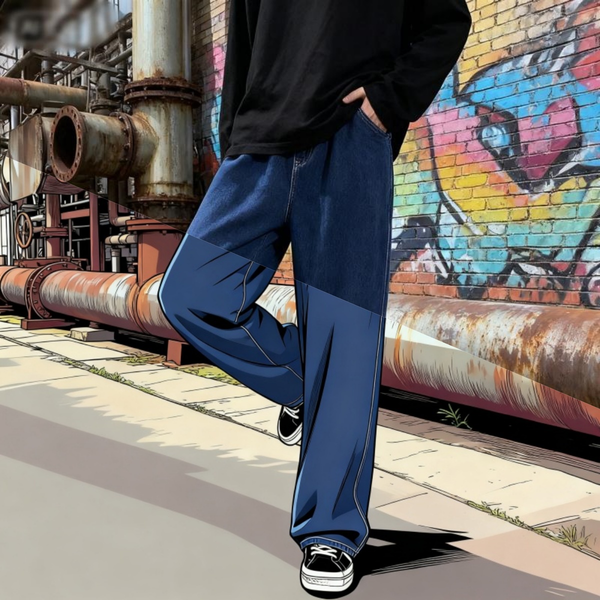 Streetwear Brand Jeans - Celana Jeans Pria Kasual Longgar Gaya