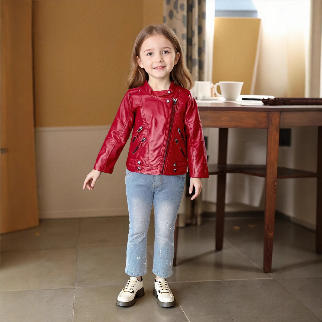 Jaket Kulit PU Anak Perempuan  - Streetwear Brands ulasan dan harga