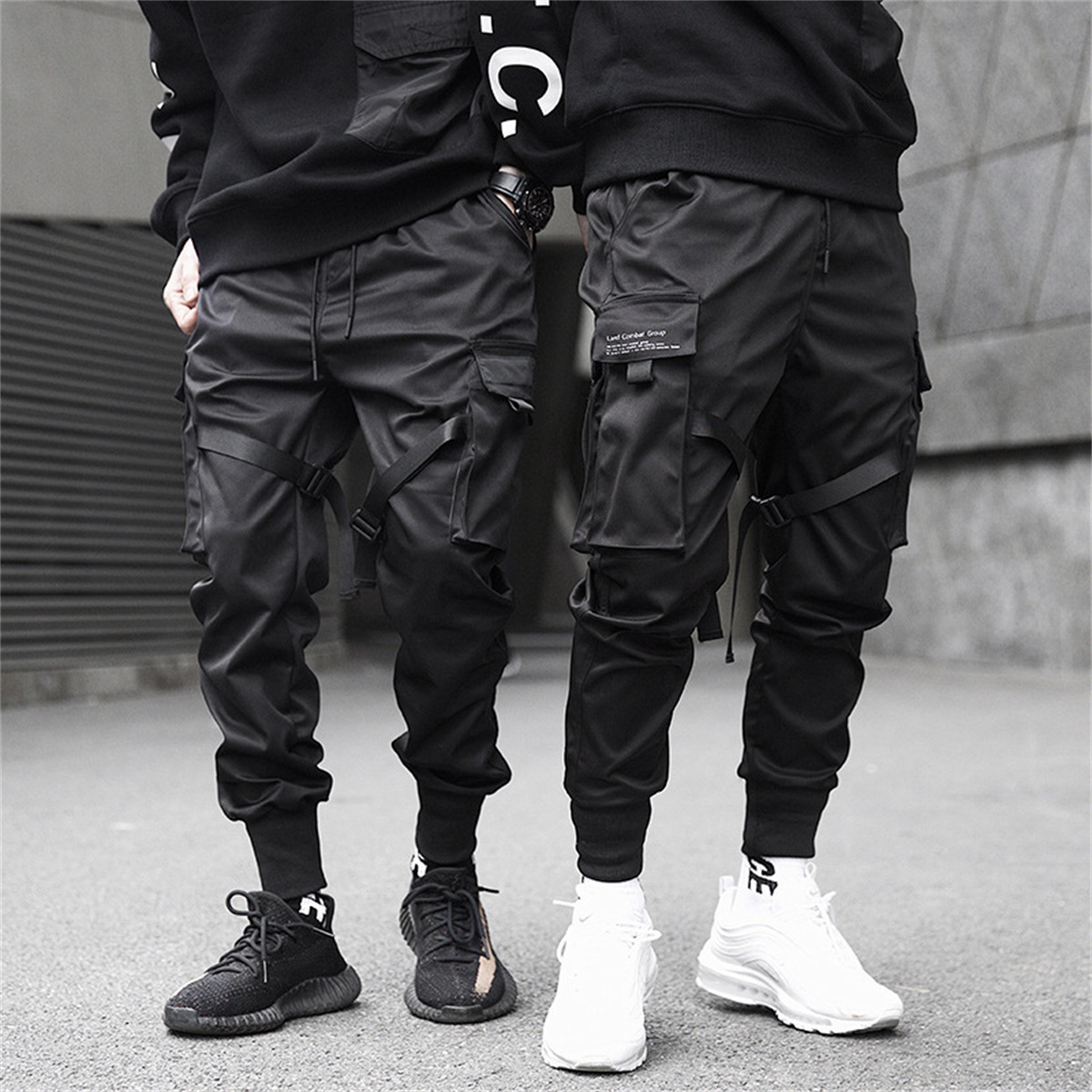 Celana kargo hitam Hip Hop, ce - Streetwear Brands ulasan dan harga
