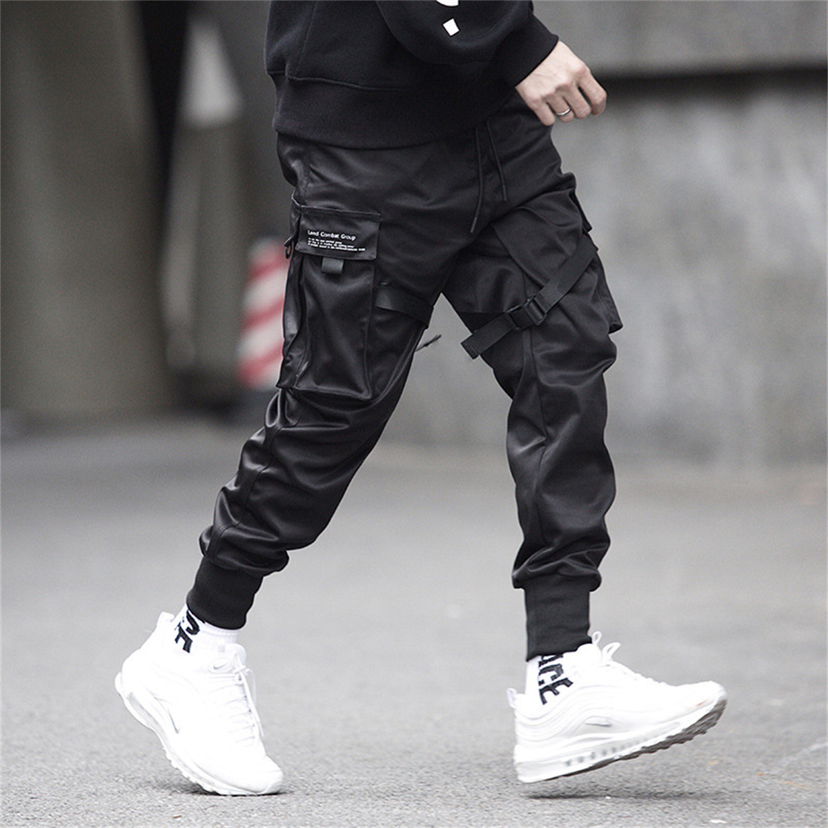 Celana kargo hitam Hip Hop, ce - Streetwear Brands ulasan dan harga