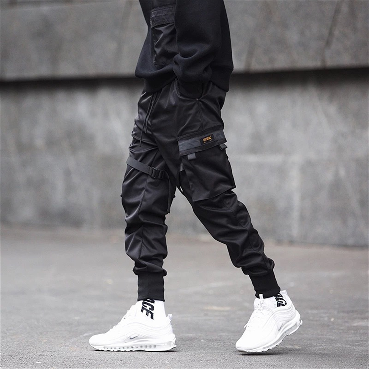 Celana kargo hitam Hip Hop, ce - Streetwear Brands ulasan dan harga